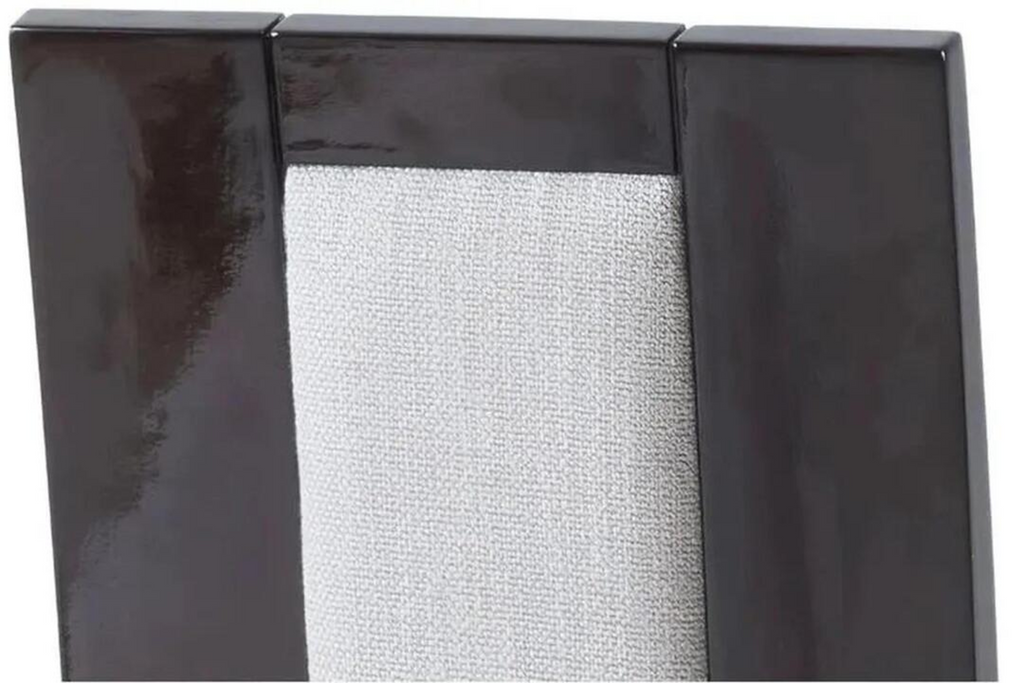 Raphael Modern High Back Dining Chair, Grey Fabric, High Gloss Wood