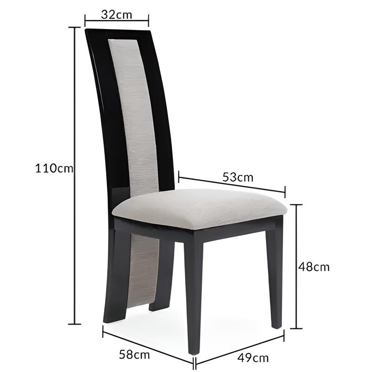 Raphael Modern High Back Dining Chair, Grey Fabric, High Gloss Wood