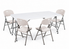 Guru Folding Table & Chairs Set – Portable Indoor/Outdoor Dining Set (White)