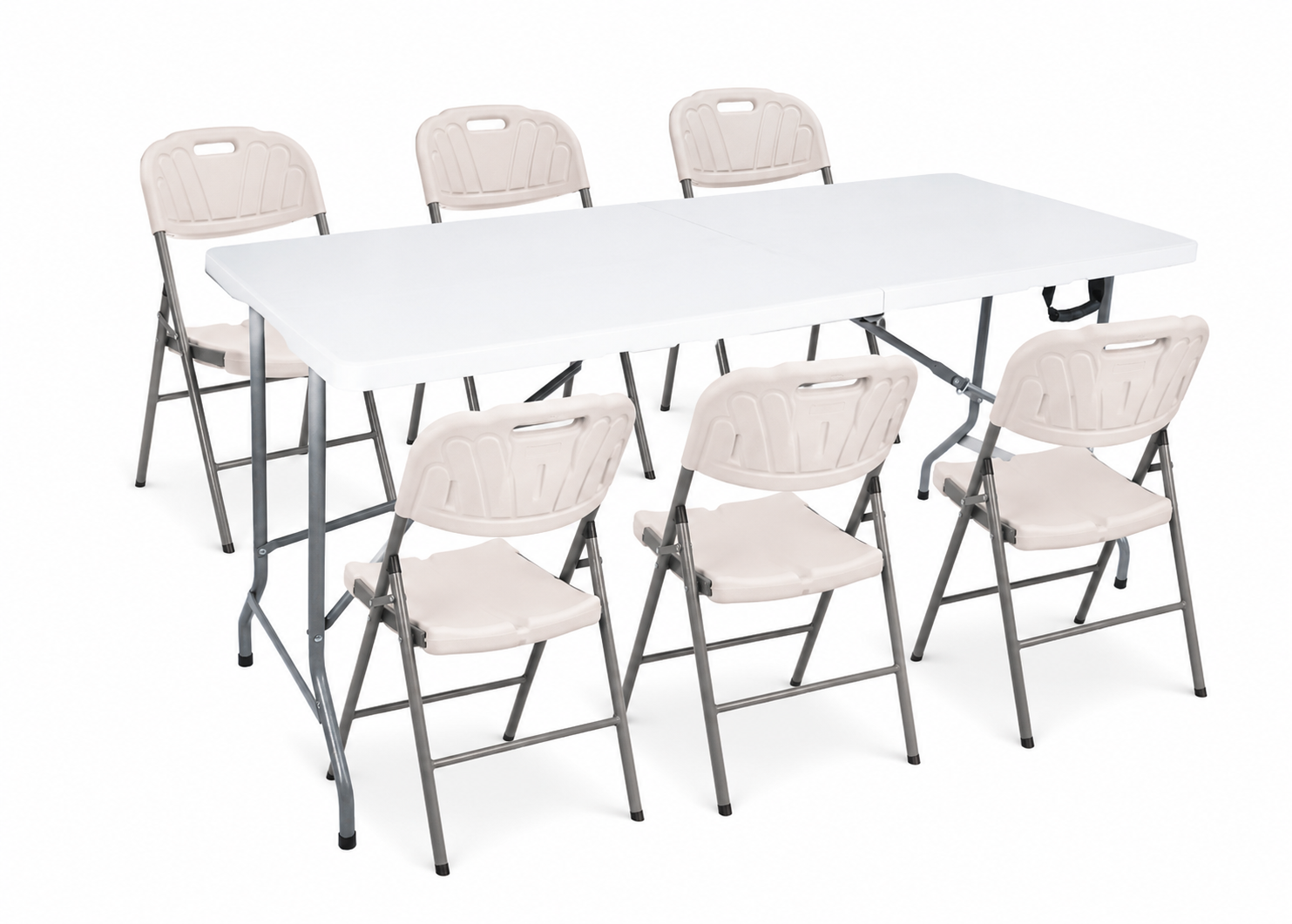 Guru Folding Table & Chairs Set – Portable Indoor/Outdoor Dining Set (White)