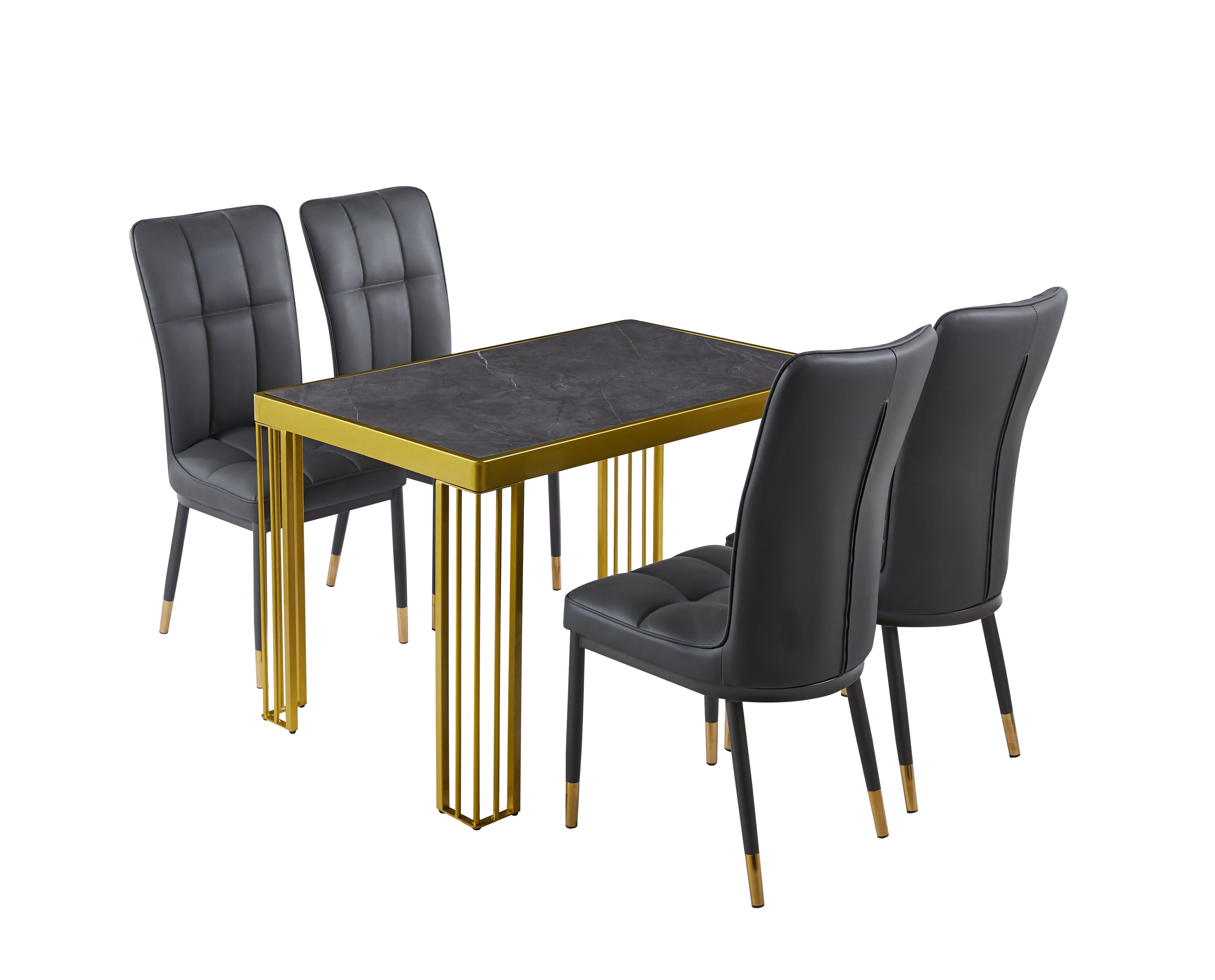 Windsor MDF Marble Effect High Gloss Windsor Dining Table (No Chairs Included) with Optional Gold Or Black Frame