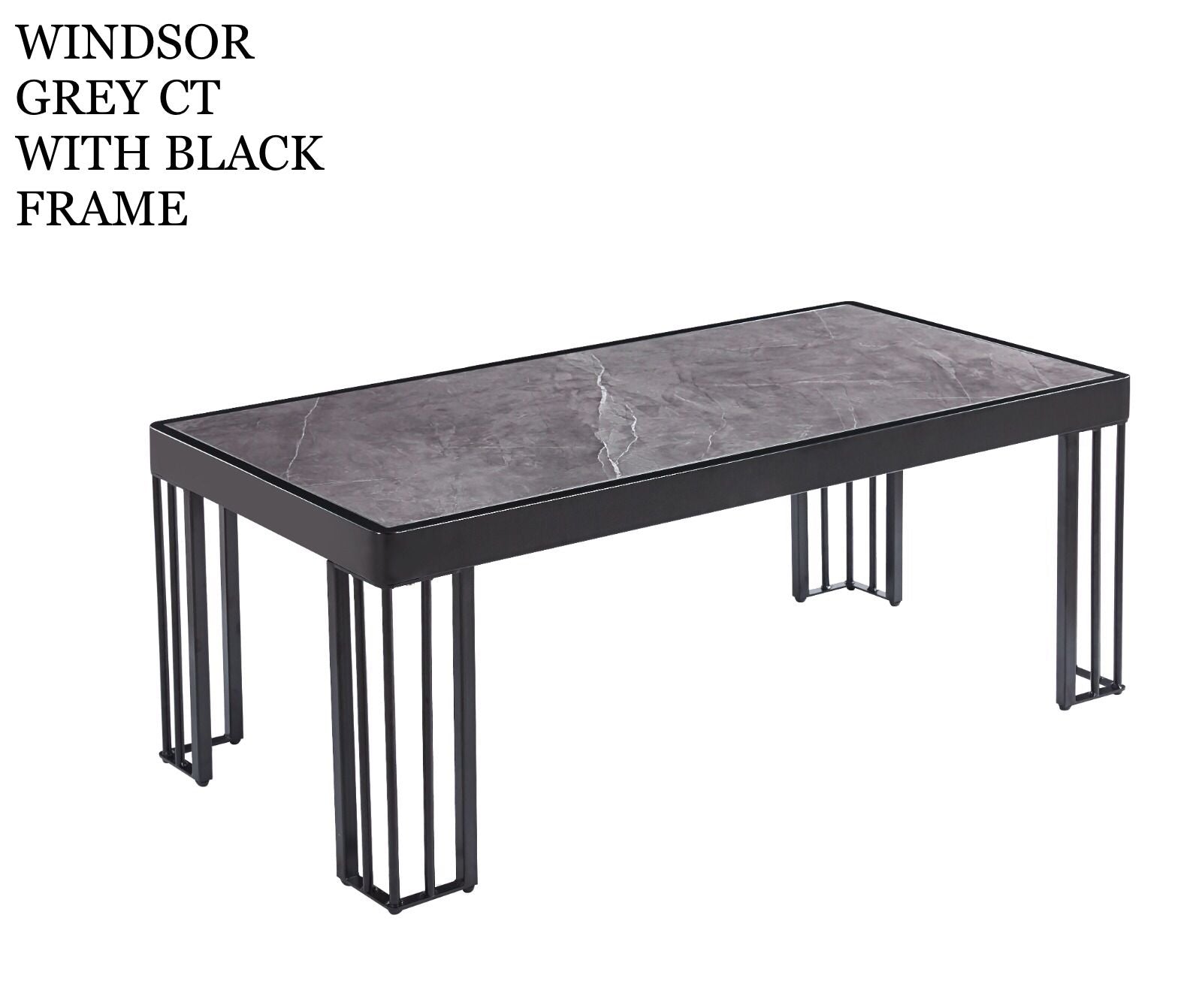 Windsor Black, Grey Coffee Table with Optional Gold Or Black Frame