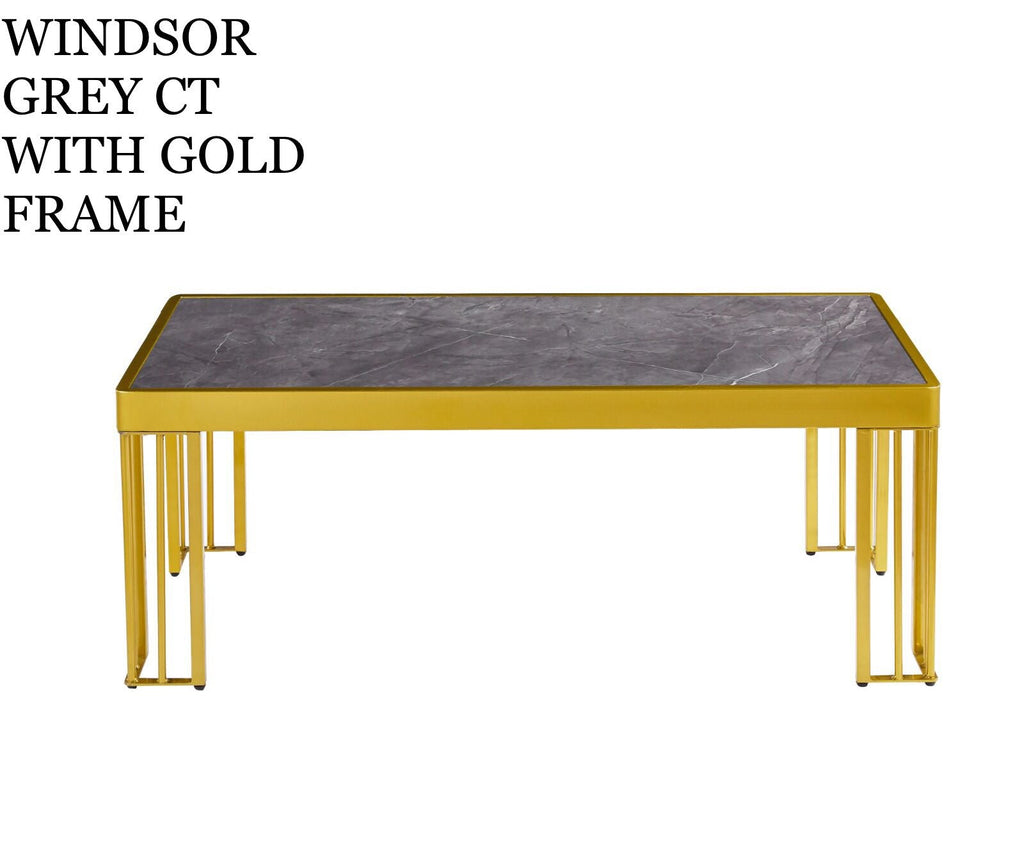 Windsor Black, Grey Coffee Table with Optional Gold Or Black Frame